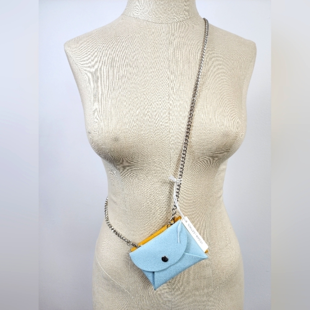 Urban Outfitters Mini Envelope Crossbody Bag Chain Strap Blue Yellow NWT